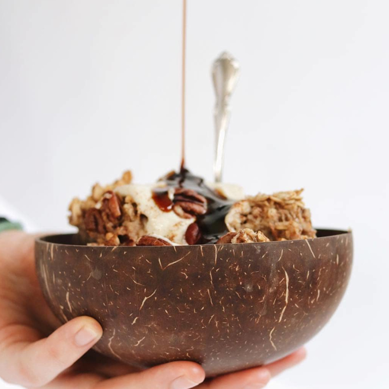 Coconut Shell Bowl Rustic Wood Craft