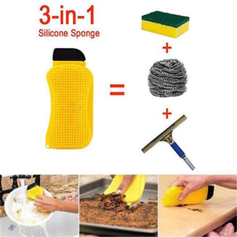 Silicone Dish Sponge 3-in-1 Cleaner