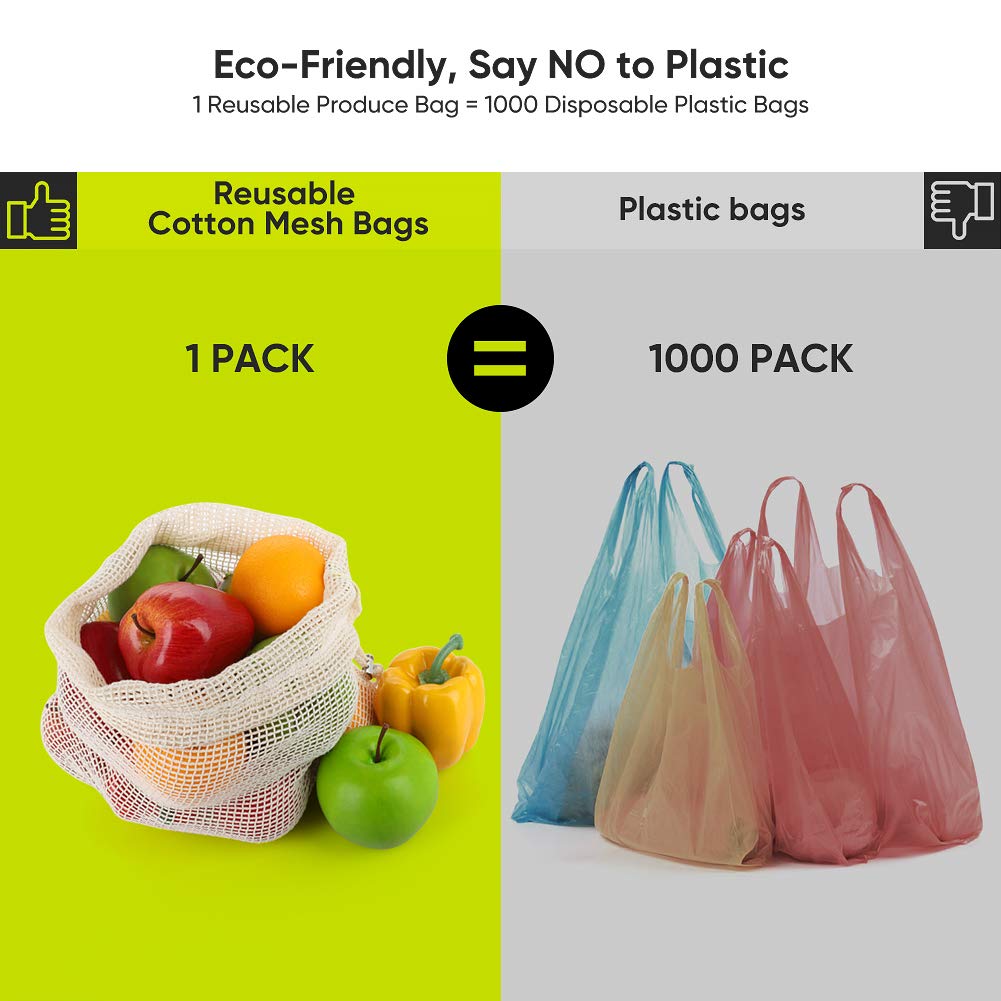 Reusable Vegetable Bags Drawstring Mesh Bags