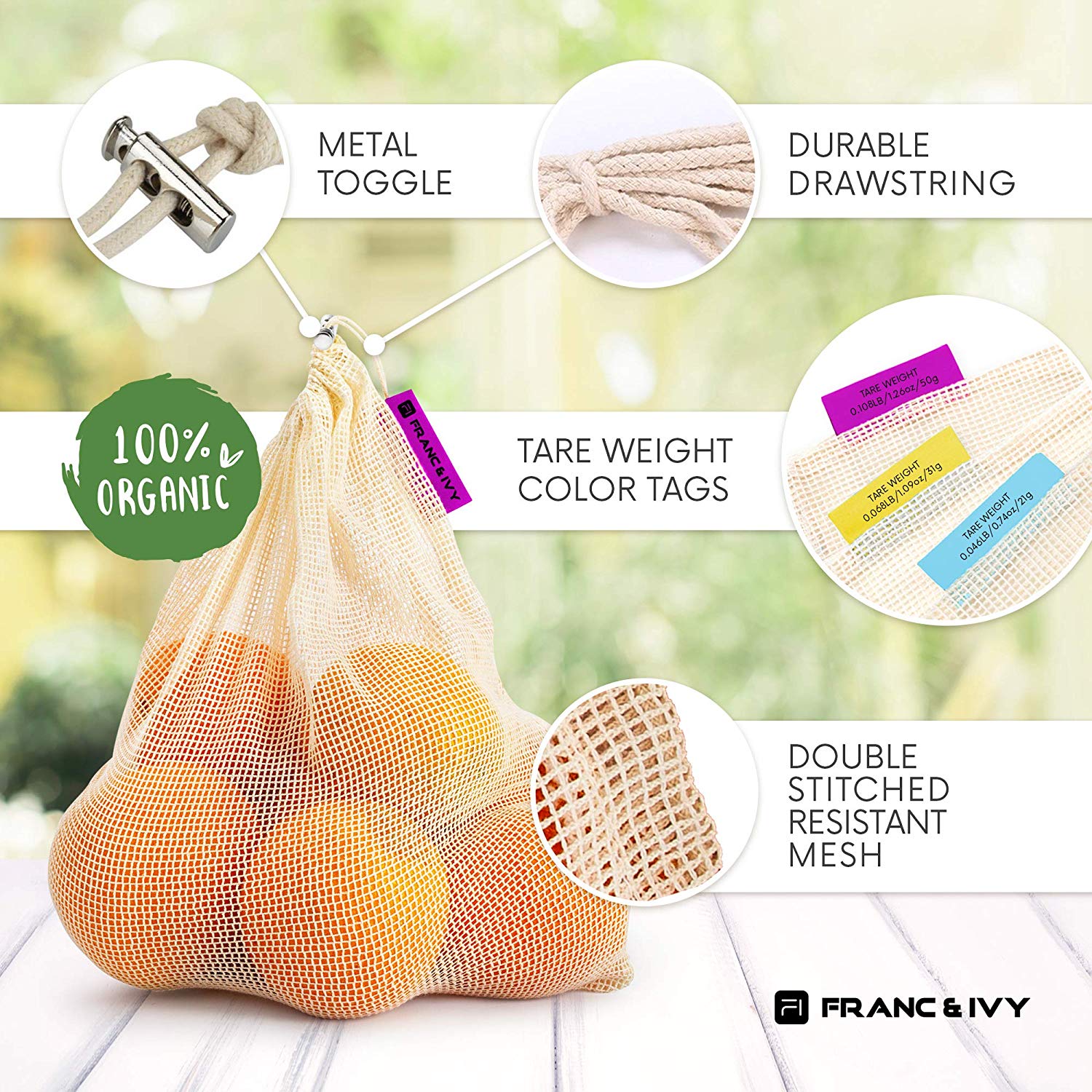 Reusable Vegetable Bags Drawstring Mesh Bags