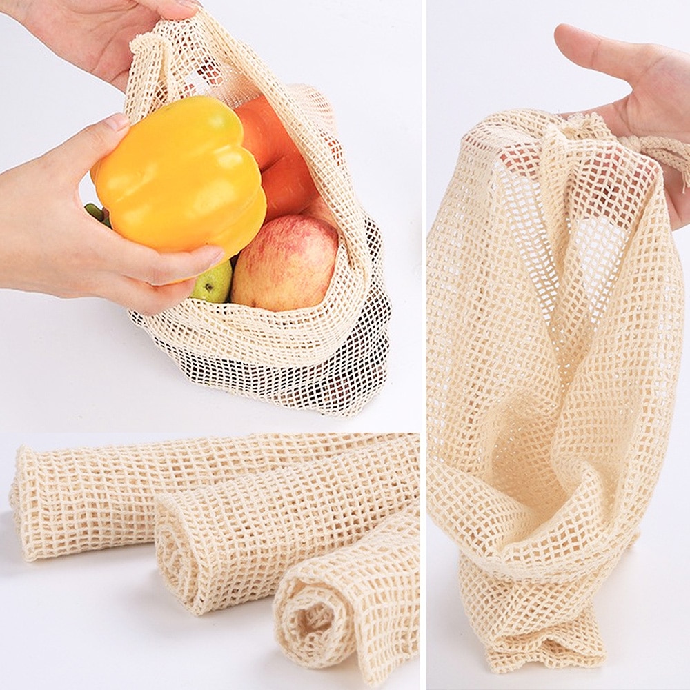 Reusable Vegetable Bag Drawstring Mesh Bag