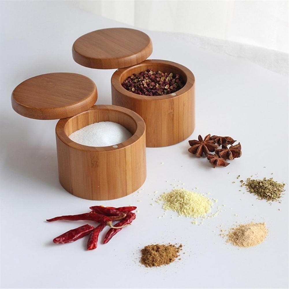 Wooden Spice Rack Bamboo Container