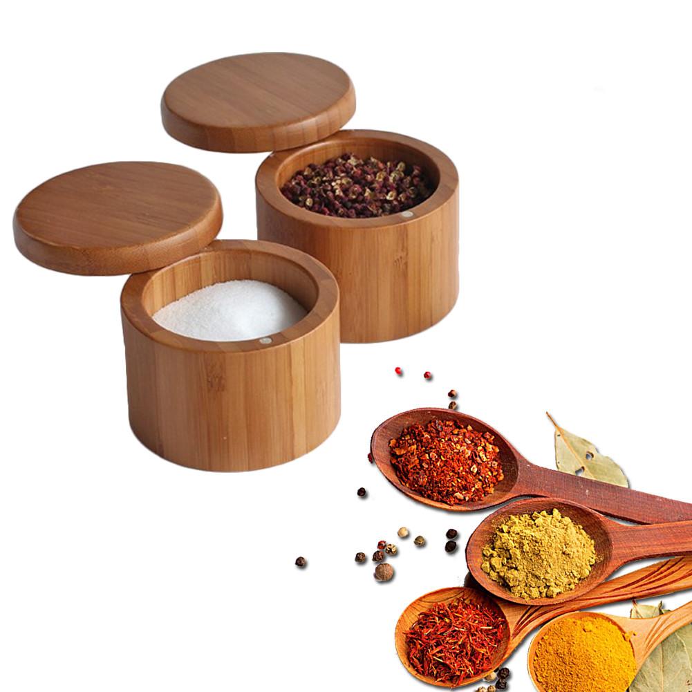 Wooden Spice Rack Bamboo Container