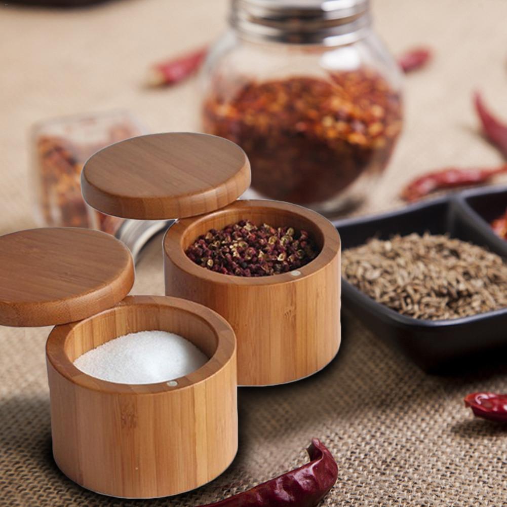 Wooden Spice Rack Bamboo Container
