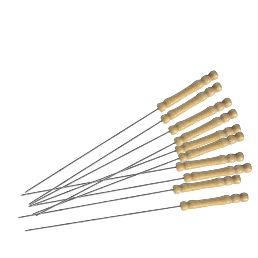 Metal BBQ Skewers With Wooden Handle (Set of 10)