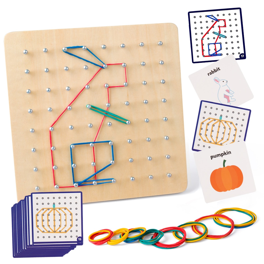 Wooden Geoboard Educational Set