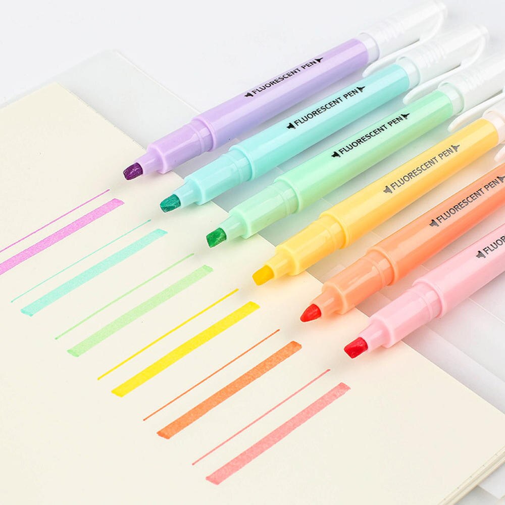 Double-Head Highlighter Pen Set (6 Pcs)