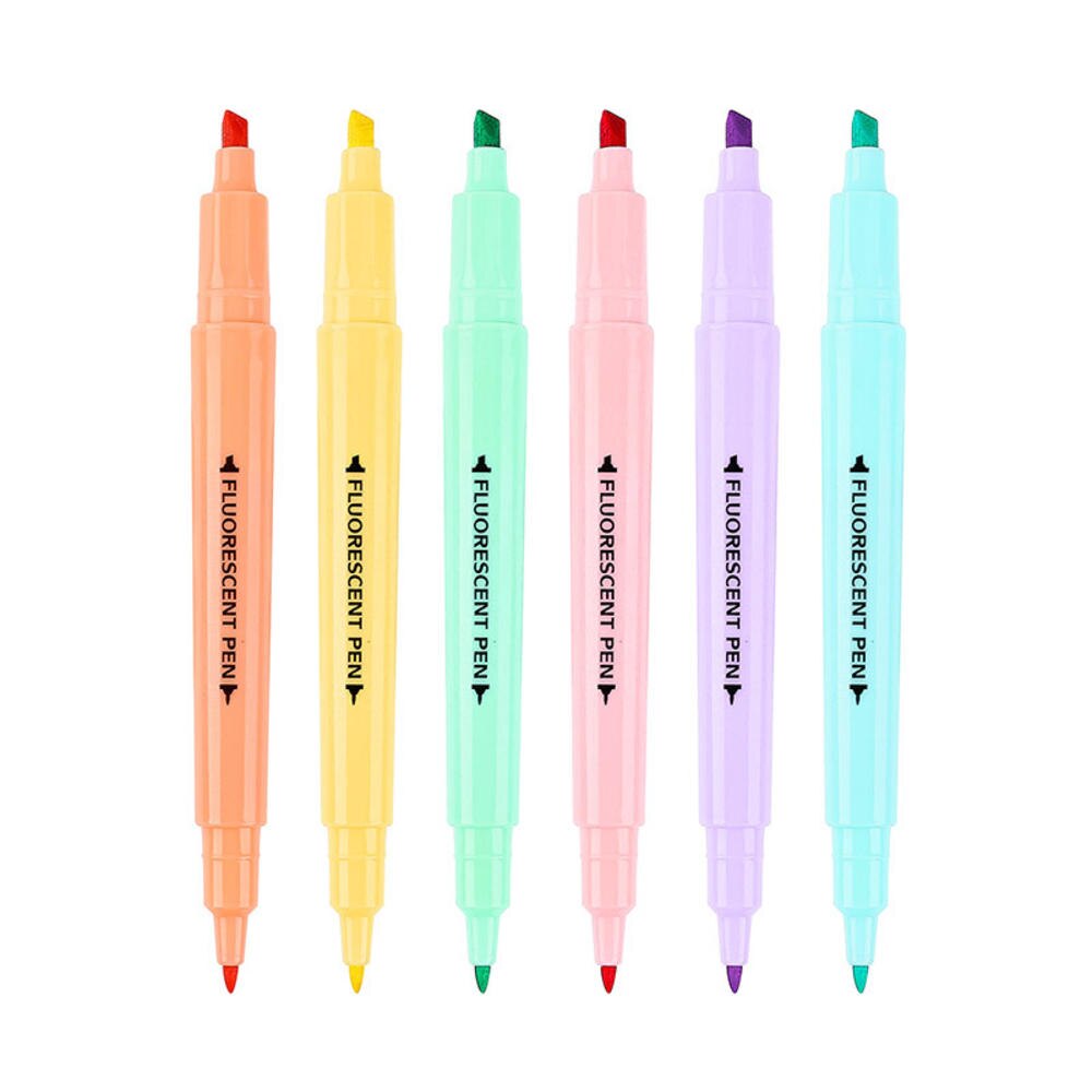 Double-Head Highlighter Pen Set (6 Pcs)