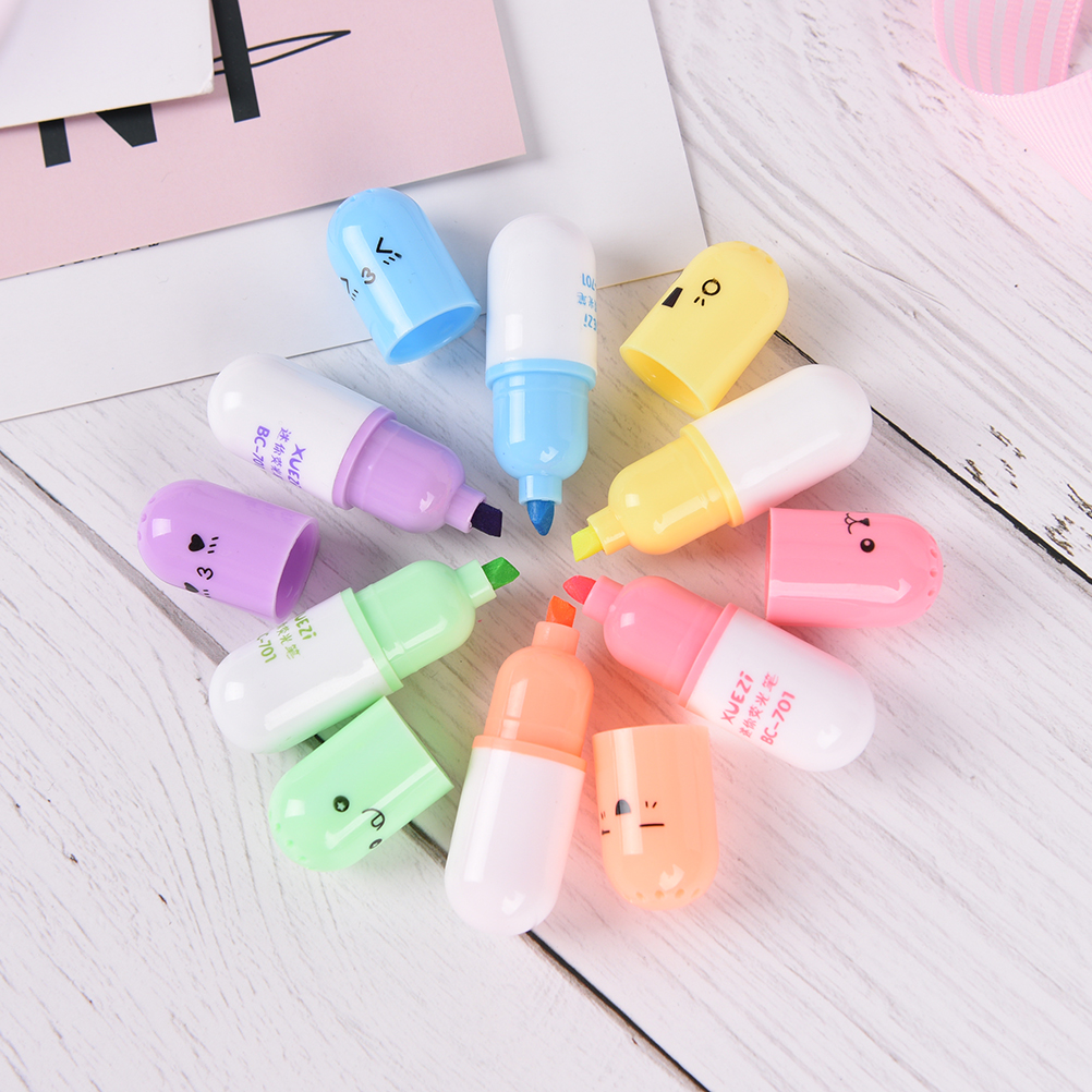 Mini Highlighters Pill Shaped Markers (6pcs)