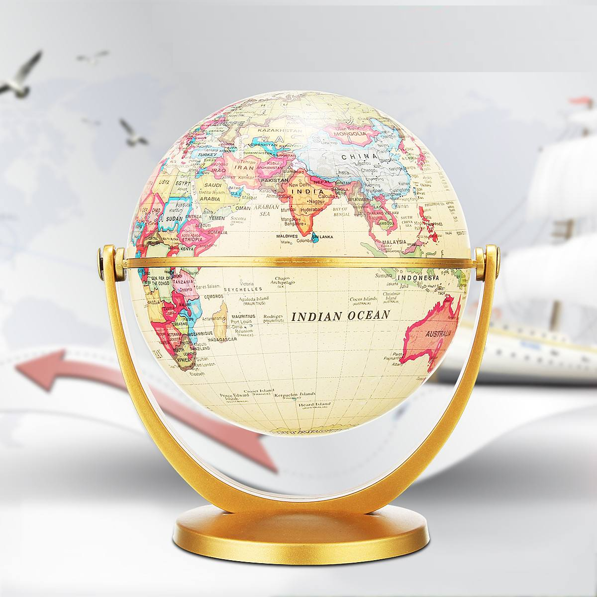 Rotating Globe Retro World Map