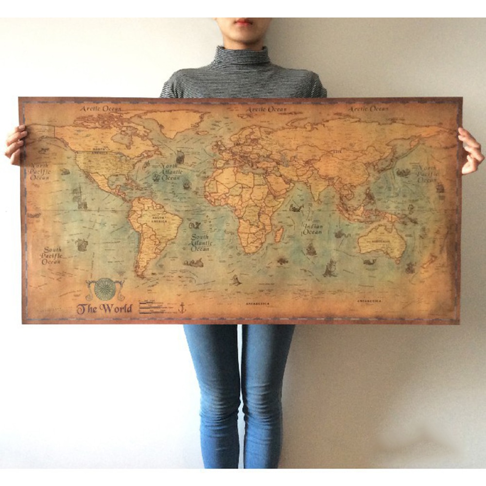 World Map Poster Retro Wall Decor