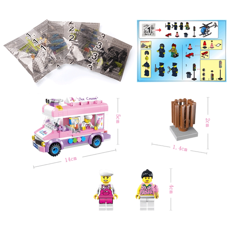 Toy Blocks Set Ice Cream Pizza Truck