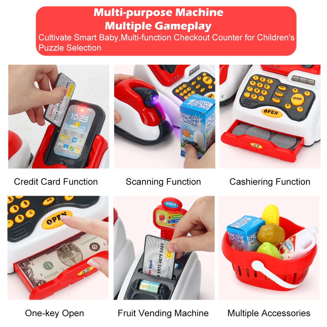 Kids Cash Register Pretend Play Set