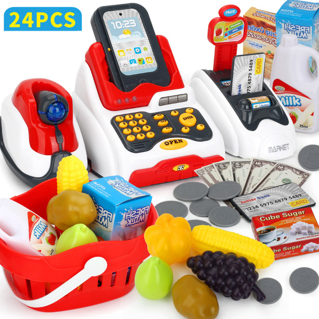 Kids Cash Register Pretend Play Set