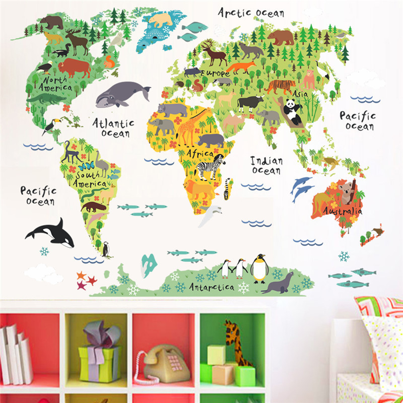 Home Decoration World Map Wall Sticker