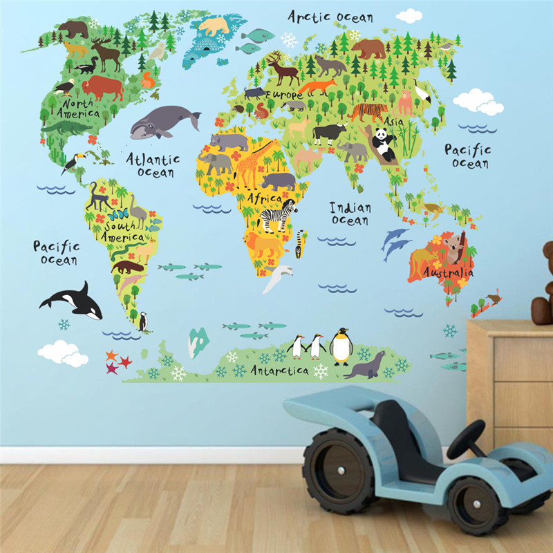 Home Decoration World Map Wall Sticker