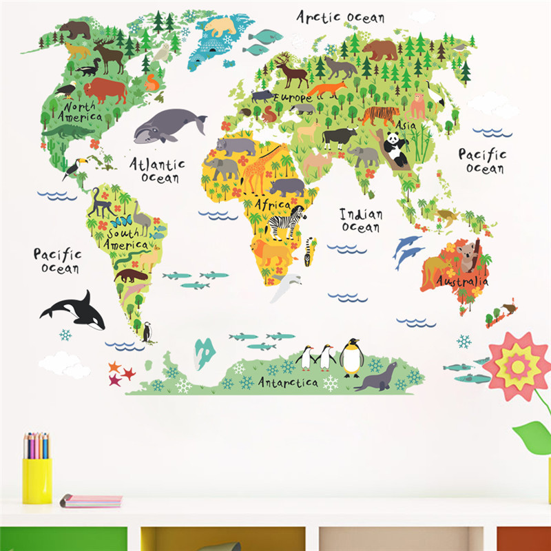 Home Decoration World Map Wall Sticker