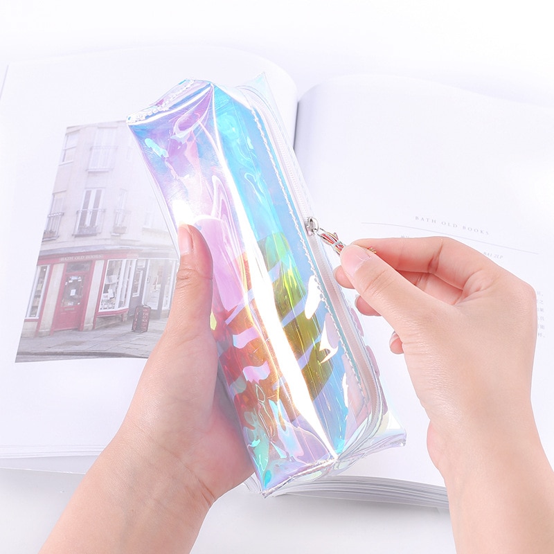 Zippered Clear Holographic Pencil Case