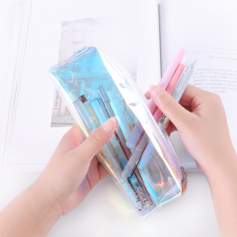 Zippered Clear Holographic Pencil Case