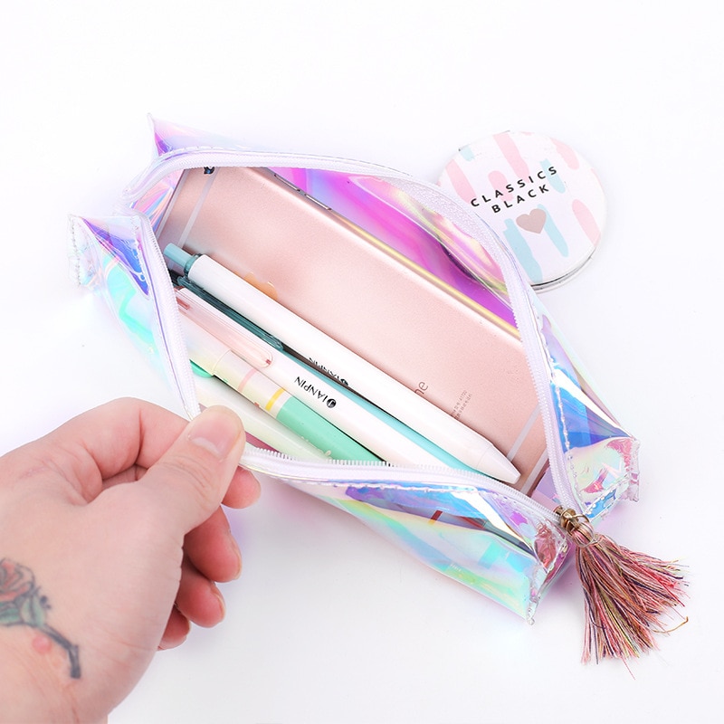 Zippered Clear Holographic Pencil Case