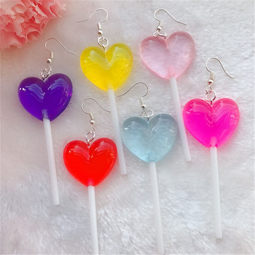Heart Lollipop Earrings Cute Drop Earrings