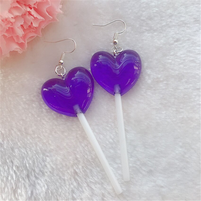 Heart Lollipop Earrings Cute Drop Earrings