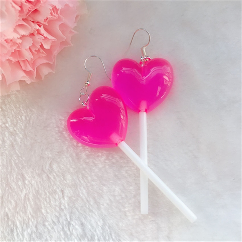 Heart Lollipop Earrings Cute Drop Earrings