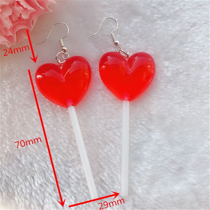 Heart Lollipop Earrings Cute Drop Earrings