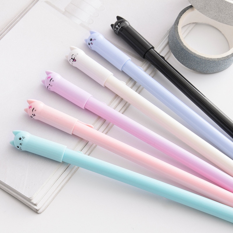 Cat Pens Gel Ink School Supply (6 Pcs)