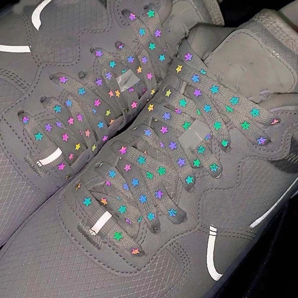 Reflective Shoelaces Holographic Star Print