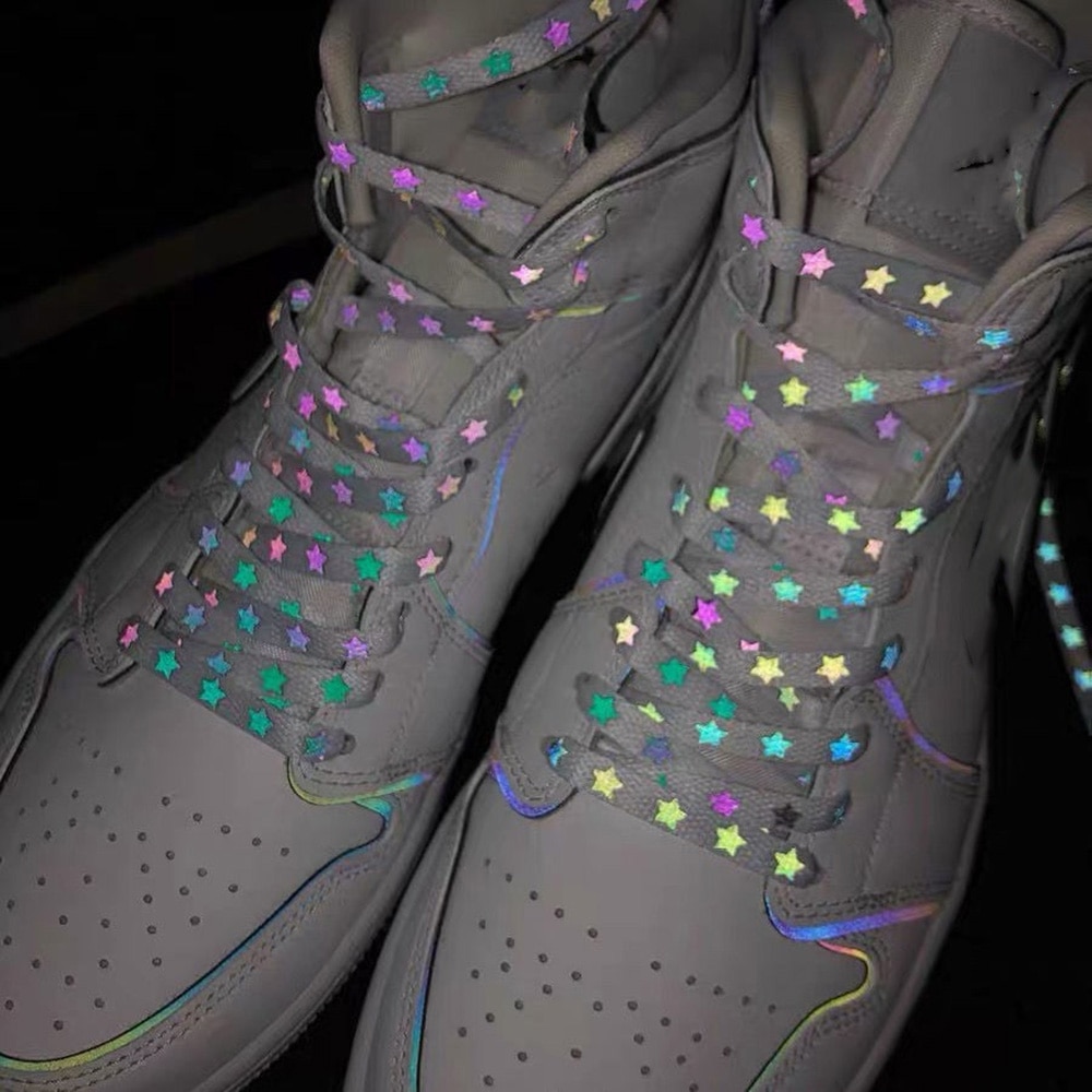 Reflective Shoelaces Holographic Star Print