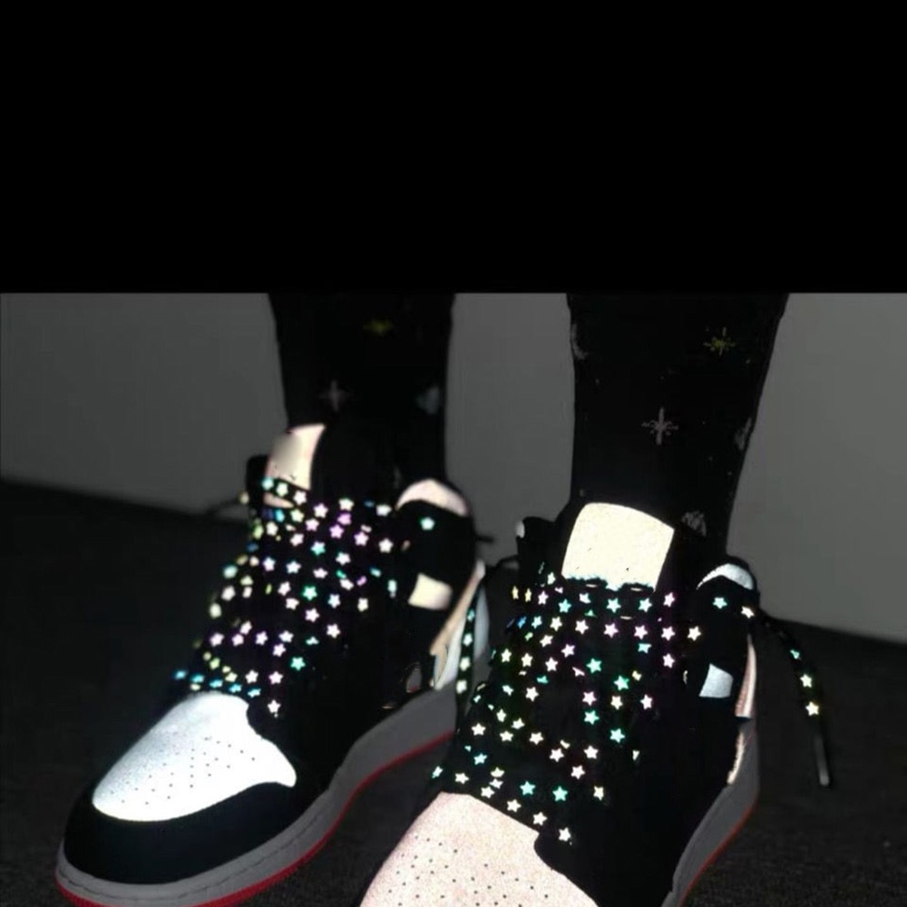 Reflective Shoelaces Holographic Star Print