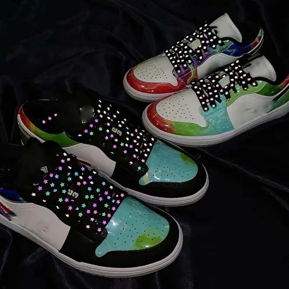 Reflective Shoelaces Holographic Star Print