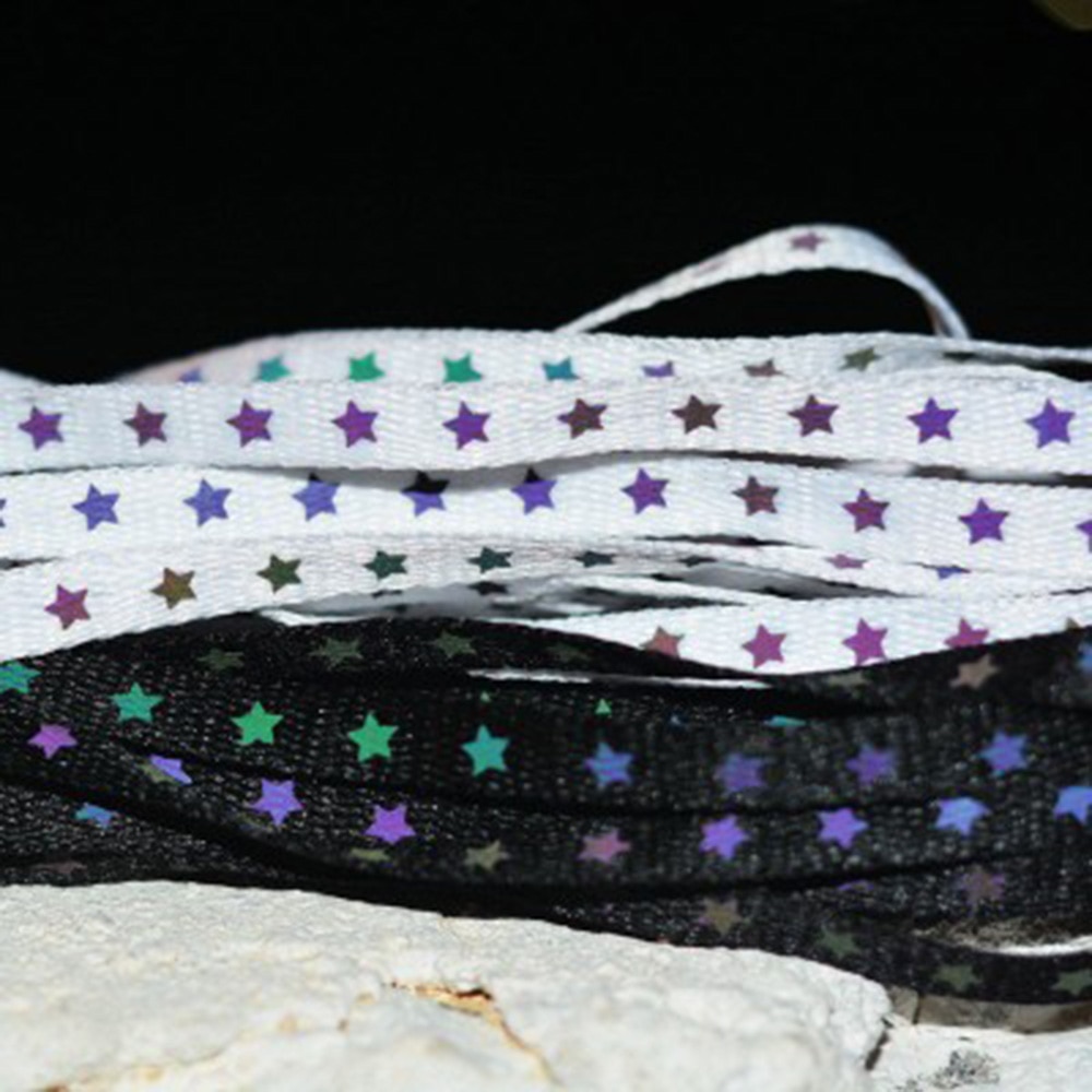 Reflective Shoelaces Holographic Star Print