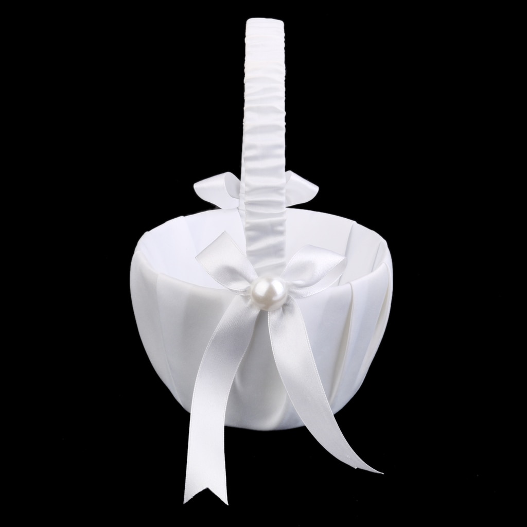 Flower Girl Basket Satin Prop