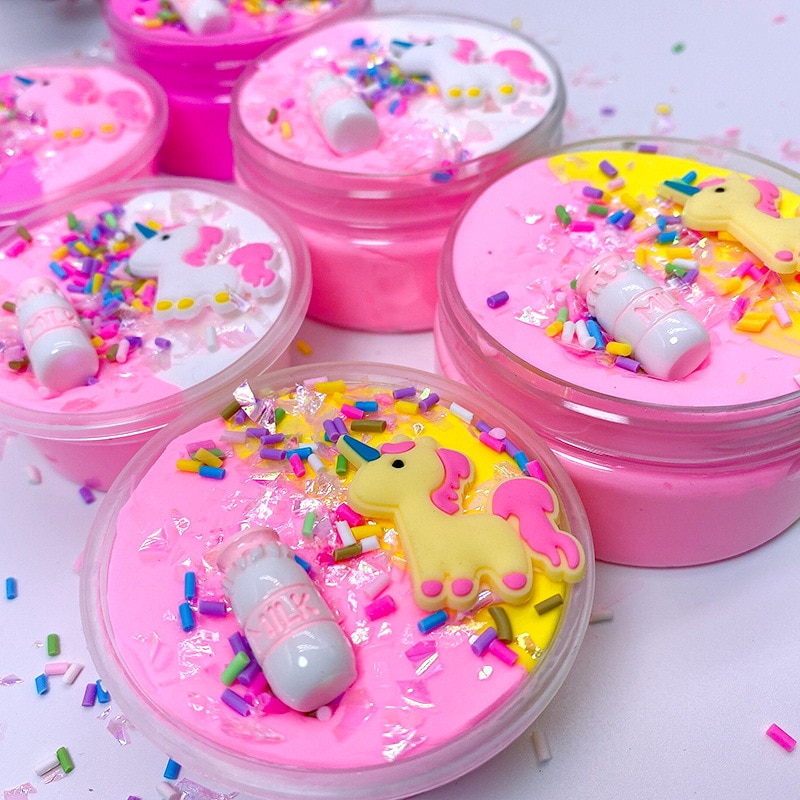 Unicorn Slime Puffy Slime with Glitters