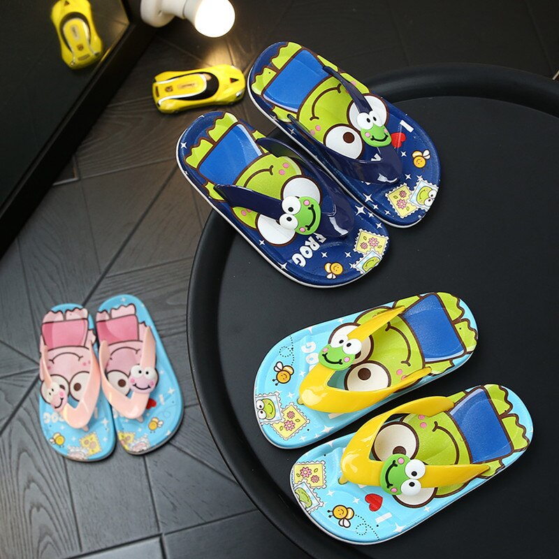 Kids Flip Flops Cartoon Frog Design