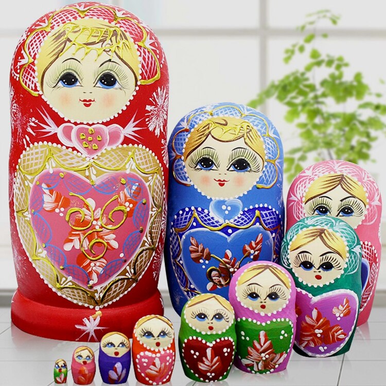 Wooden Russian Dolls 10-Piece Set