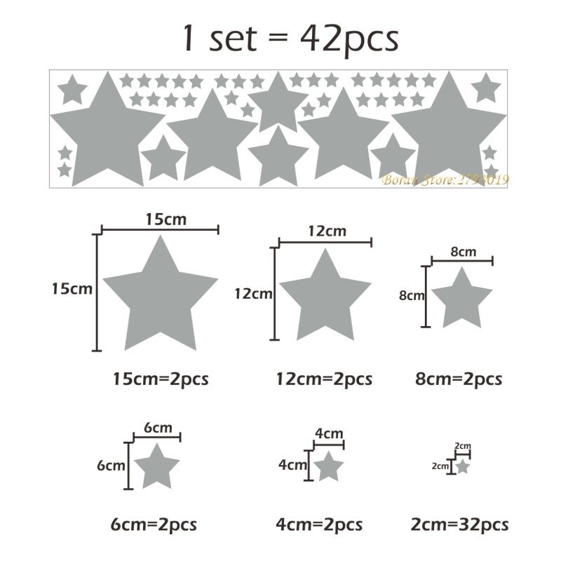 Star Wall Stickers Home Decoration (42 Pcs)