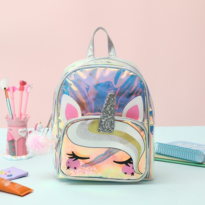 Girls Unicorn Backpack Cute Holographic Design