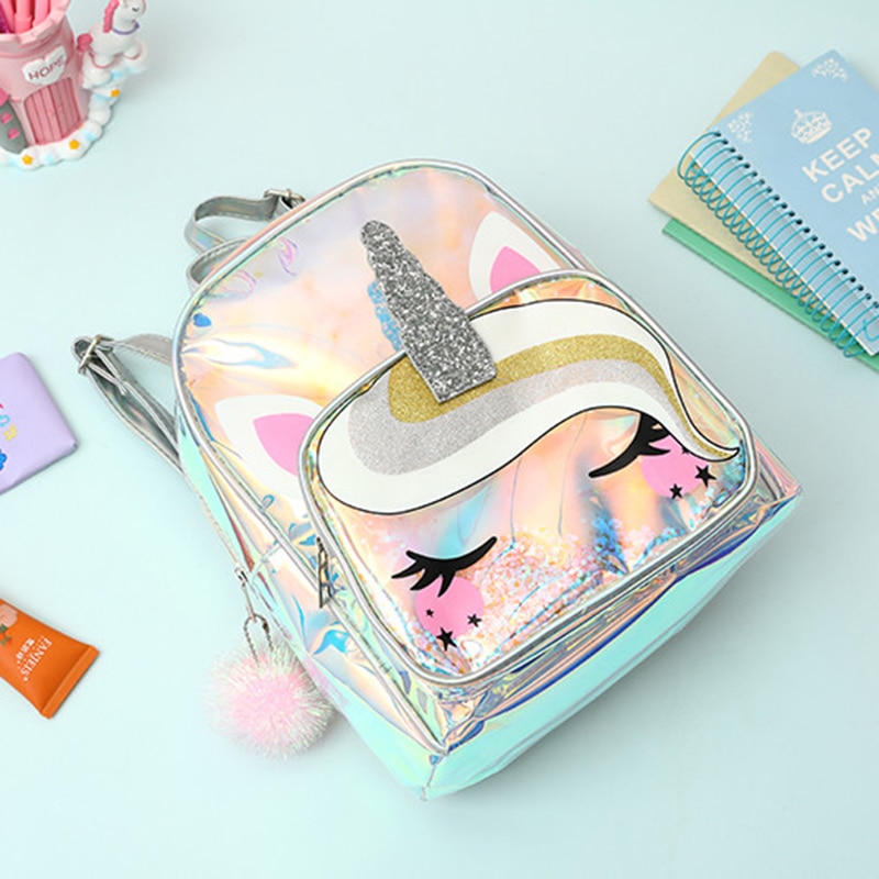 Girls Unicorn Backpack Cute Holographic Design