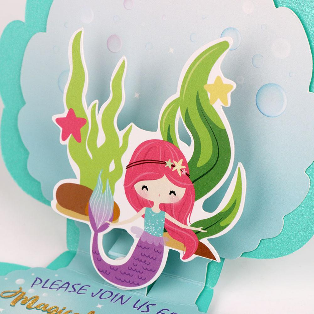 Mermaid Birthday Party Invitations (6Pcs)