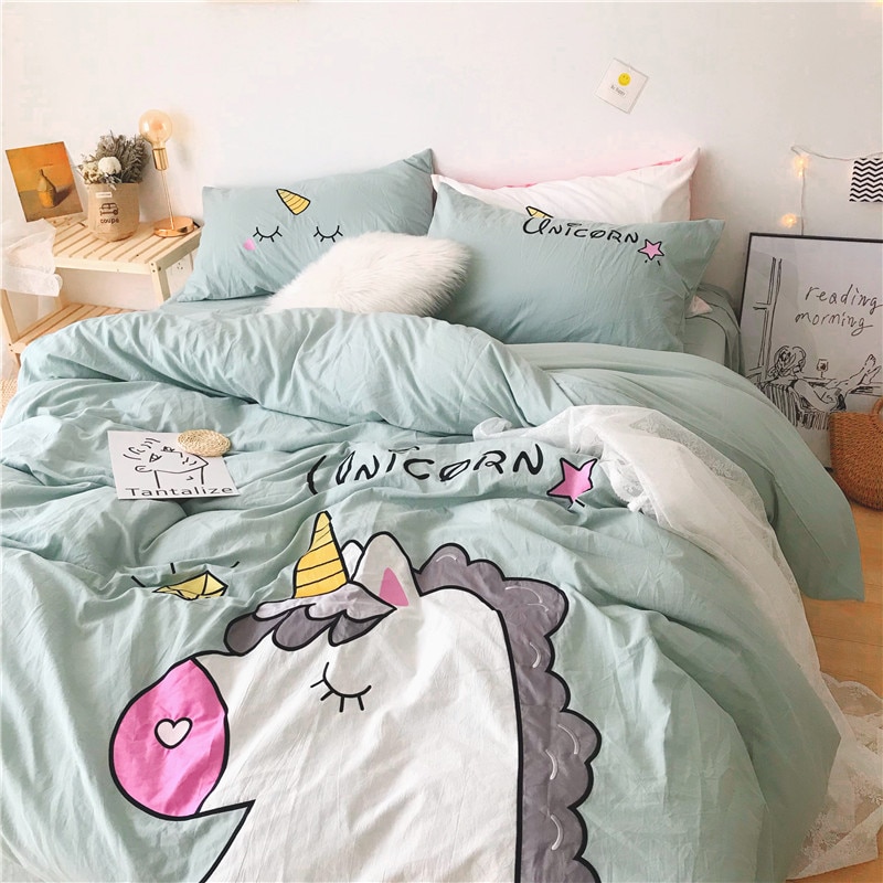 Unicorn Bed Set Cartoon Bedding