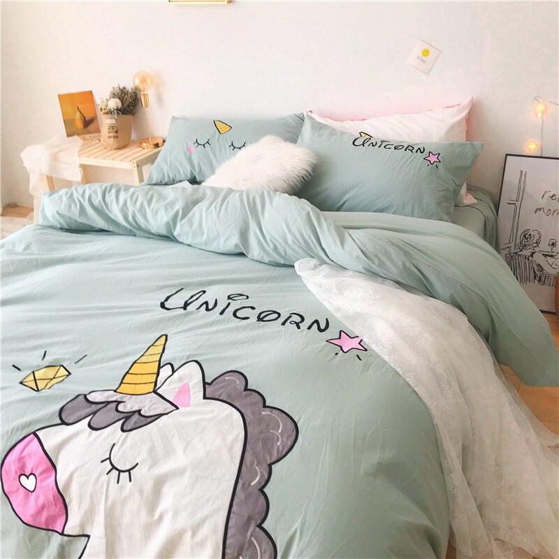 Unicorn Bed Set Cartoon Bedding