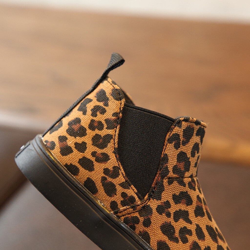 Girls Leopard Boots Ankle Shoes