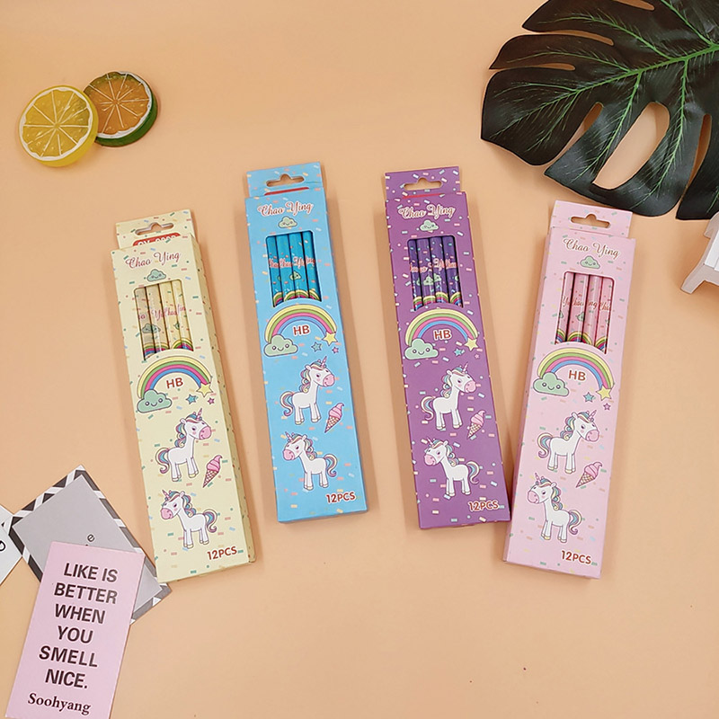 Unicorn Pencils Cute Wooden Pencils (12 pcs)