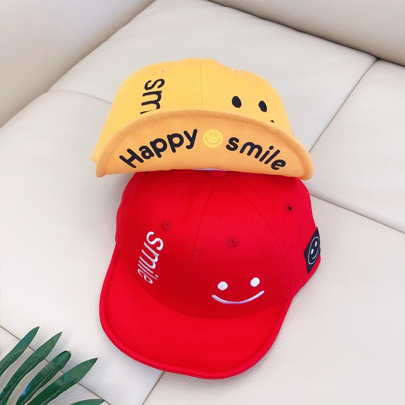Kids Baseball Caps Smiling Face Design