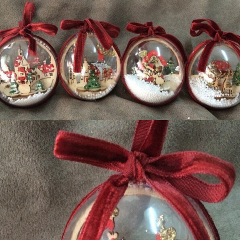 Christmas Ball Ornament Hanging Snow Globe (2 pcs)