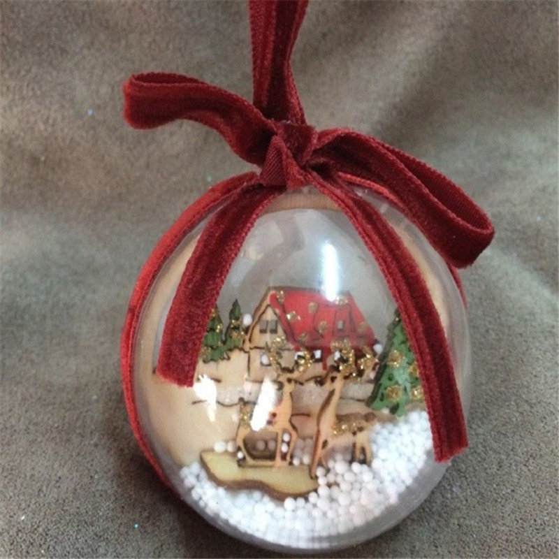 Christmas Ball Ornament Hanging Snow Globe (2 pcs)