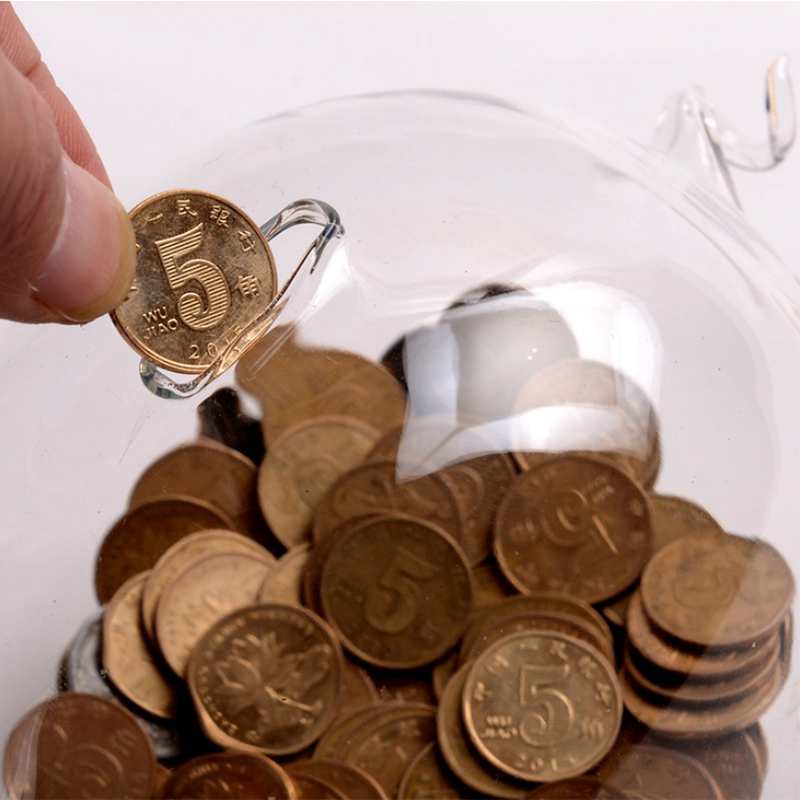 Glass Piggy Bank Coin Jar